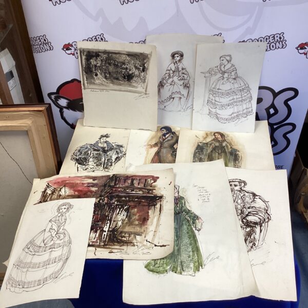 Collection of vintage Shakespeare costume watercolour paintings.