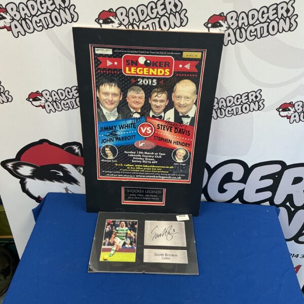 Vintage snooker posters featuring Jimmy White and Steve Davis.