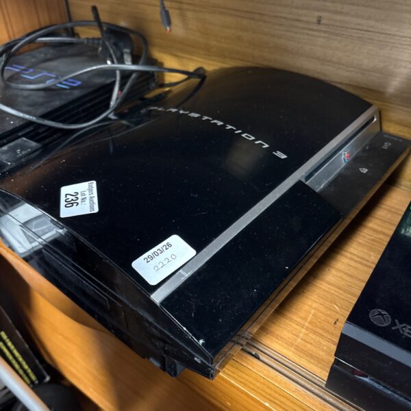 Black Sony PlayStation 3 console for retro gaming enthusiasts.