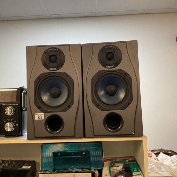 Pair of vintage Spirit Absolute 2 bookshelf speakers in used condition.