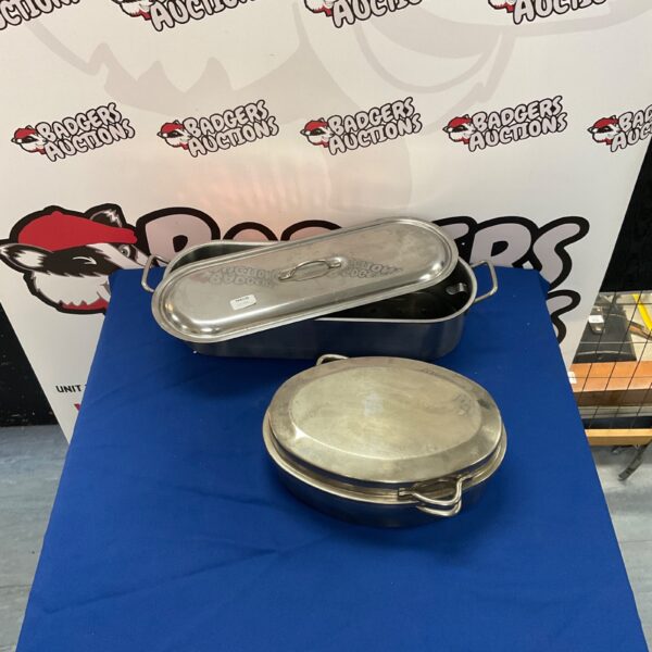 Stainless steel fish kettle for catering and buffet service.
