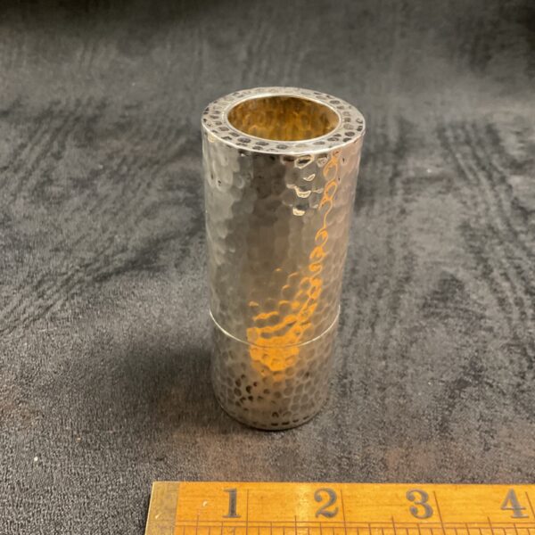 Antique sterling silver hand hammered cylinder with hallmarking.