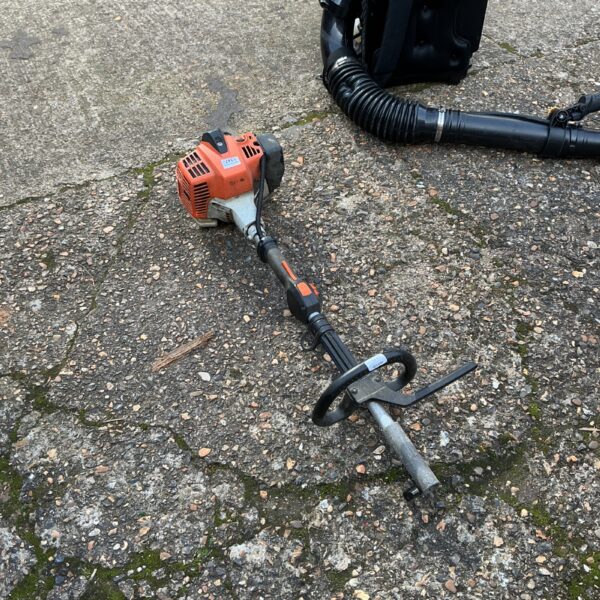 Used Stihl petrol strimmer motor for garden landscaping.
