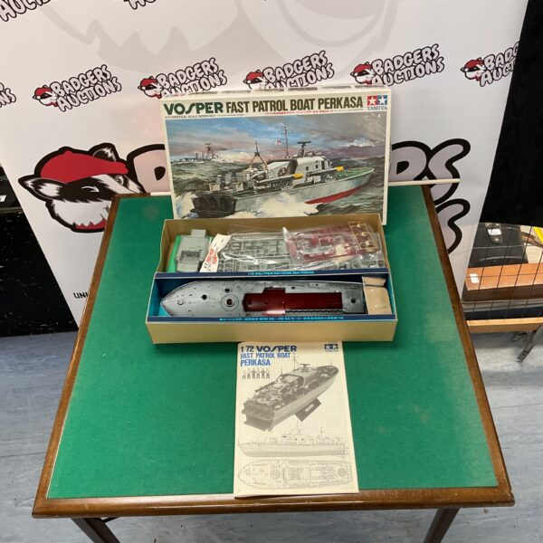 Tamiya 1/72 scale Vosper Fast Patrol Boat Perkasa model kit in box.