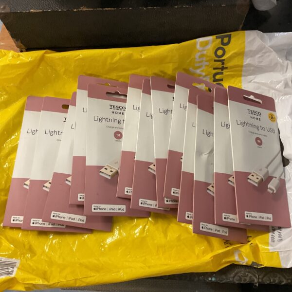 New Apple Lightning to USB cable by Tesco Home in packaging.