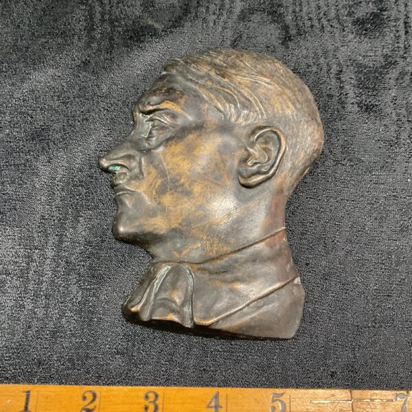 Third Reich Adolf Hitler bronze plaque, historical WWII collectible.