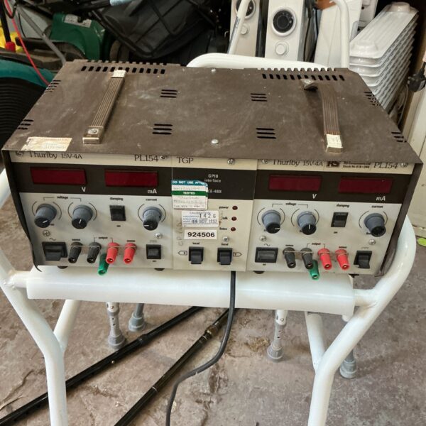 Vintage Thurlby PL154 power supply unit for electronics testing.