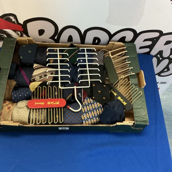 Vintage ties and tie racks lot for men's fashion.