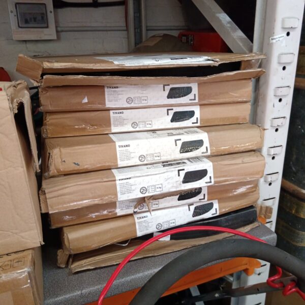 Lot of eight new Tivano parasol bases in original packaging.