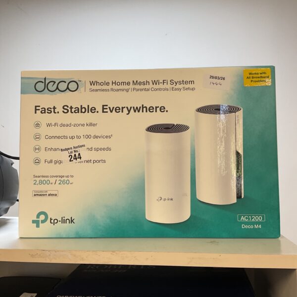 TP-Link Deco mesh WiFi system for whole home coverage.