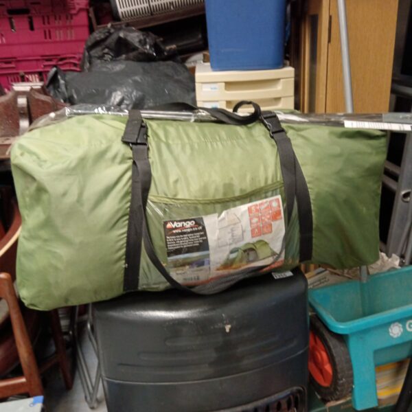 Rolled up Vango Icarus 500 five-person family camping tent.
