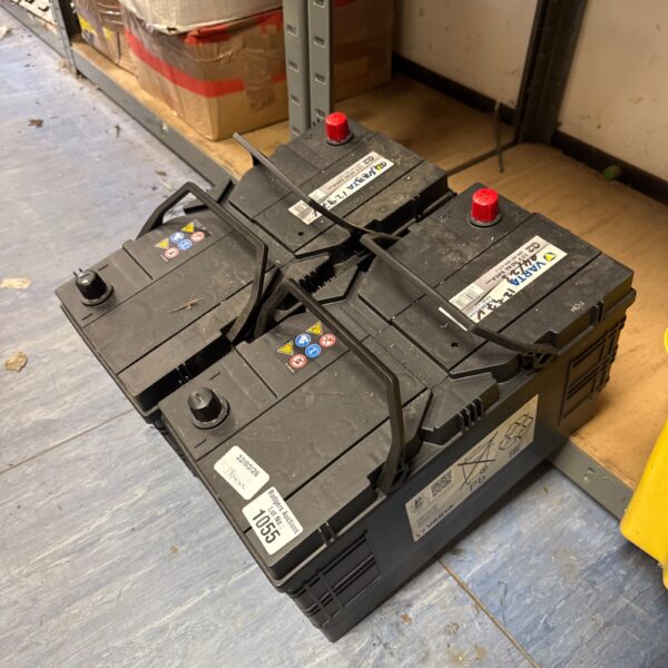 Used Varta car battery showing 12.97v, ideal for automotive projects.