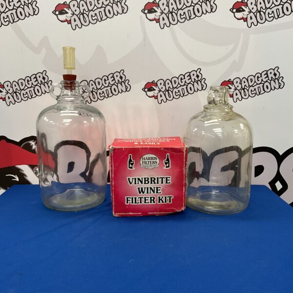 Vinbrite Wine Filter Kit with two glass Demijohns for home brewing.