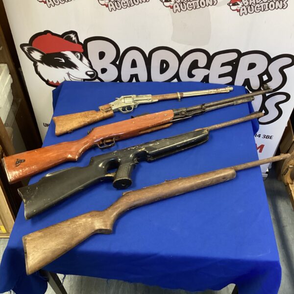 Lot of vintage air rifles and a Colbei cap gun for restoration.