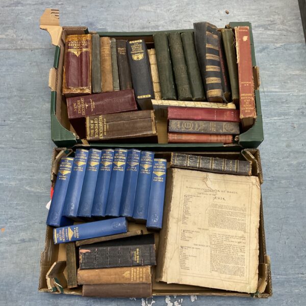Lot of vintage and antique books including bibles and Wordsworth.