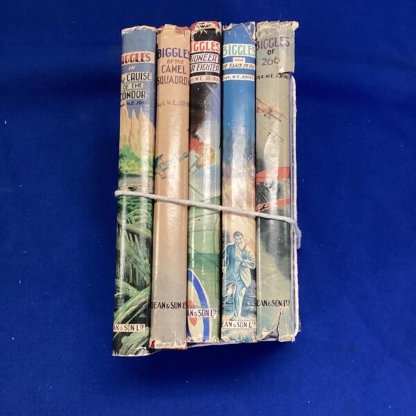 Lot of five vintage Biggles books by W.E. Johns.