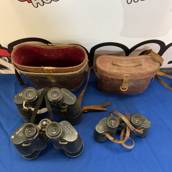 Vintage binoculars lot including Sterling and Miranda models.