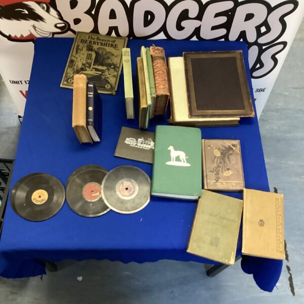 Vintage book lot featuring a Greyhound Stud Book and antique literature.