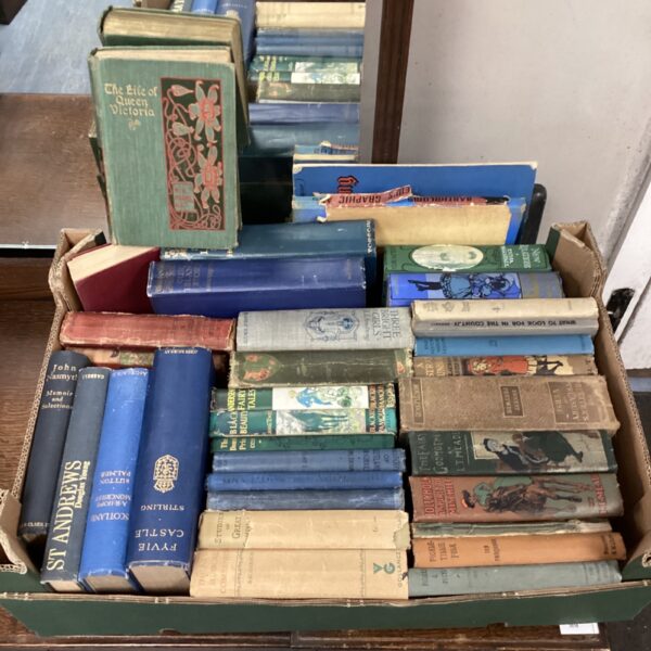 Tray of vintage books including Andersen's Fairy Tales.