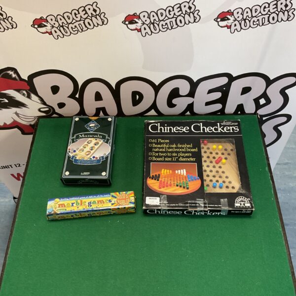 Vintage Chinese Checkers and Mancala game lot for collectors.