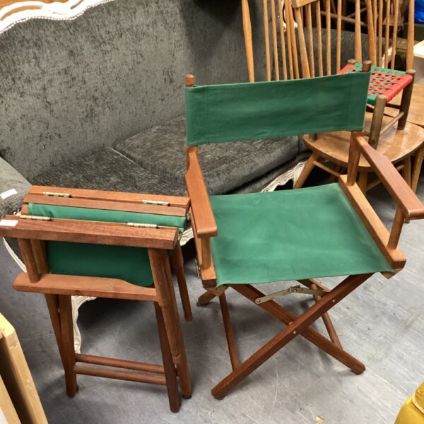 Lot of two vintage wooden folding directors chairs.