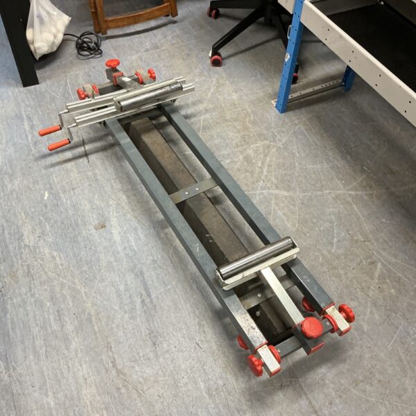 Vintage metal folding workman’s trestles for workshop use.