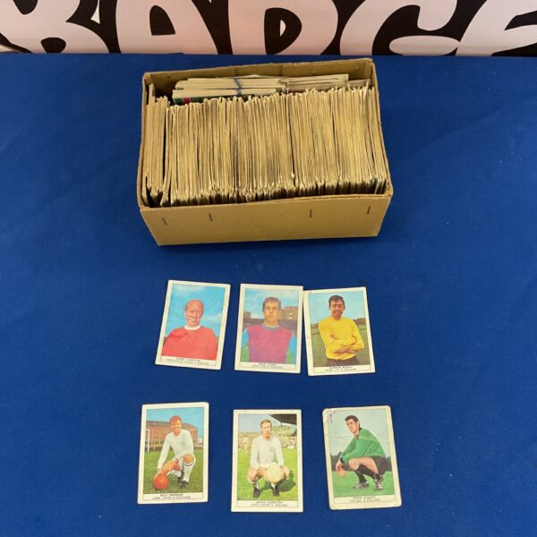 Box of vintage football cards for collectors.