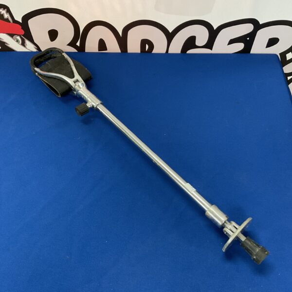 Vintage leather seated shooting stick for hunting and birdwatching.