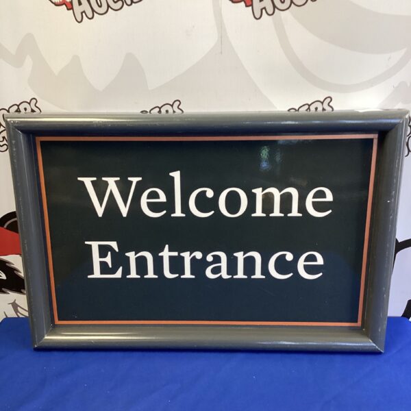 Vintage metal welcome entrance sign for home decor.