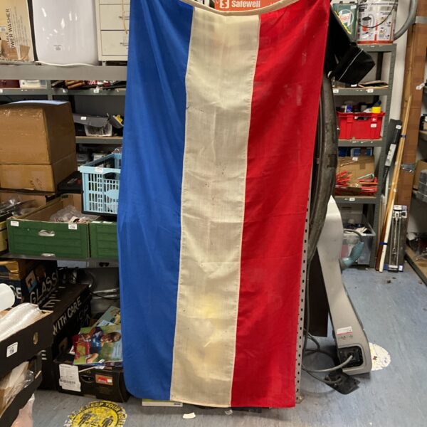 Vintage Netherlands national flag with red, white, and blue stripes.
