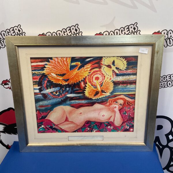 Signed vintage lithograph of a reclining nude, classic art print.