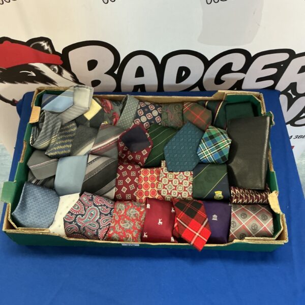 Assorted vintage ties in a colourful collection.