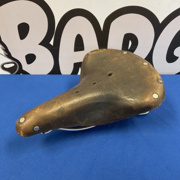 Vintage Wrights leather bicycle saddle, classic cycling seat.