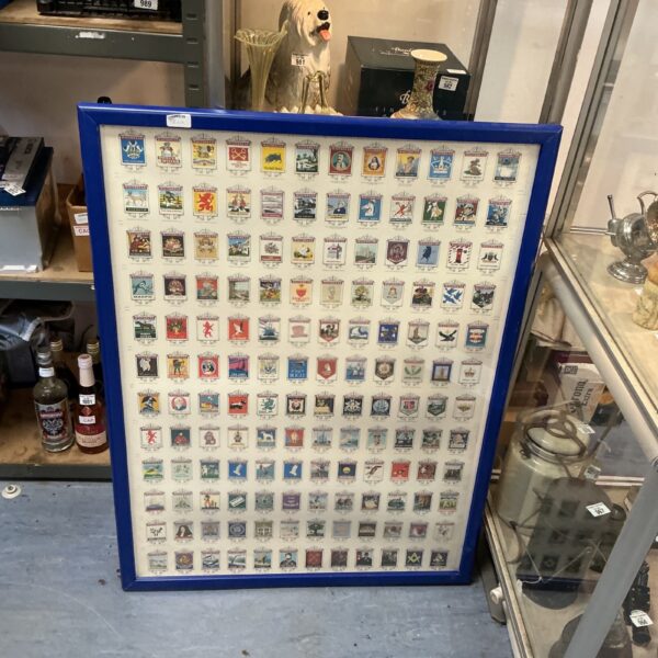 Framed vintage Whitbread pub signs poster for collectors.
