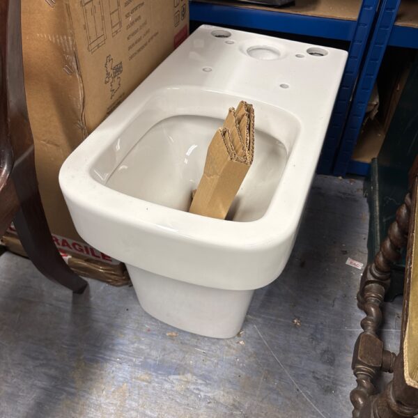 White ceramic toilet basin for bathroom renovation.