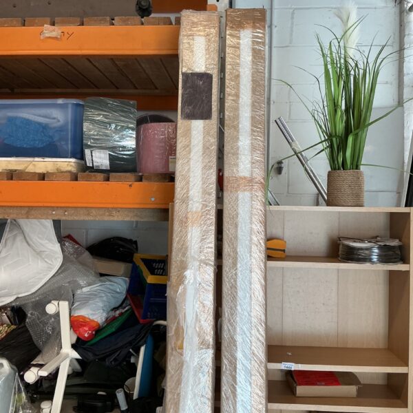 White kitchen kickboard packs ready for installation.
