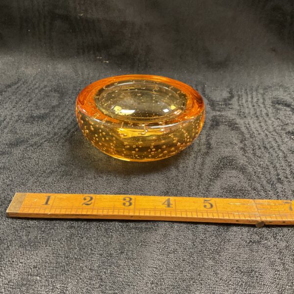 Vintage Whitefriars golden amber bowl with bullicante design.