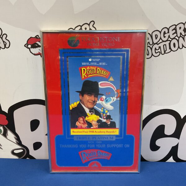 Vintage Who Framed Roger Rabbit Triple Platinum award sign from 1988.