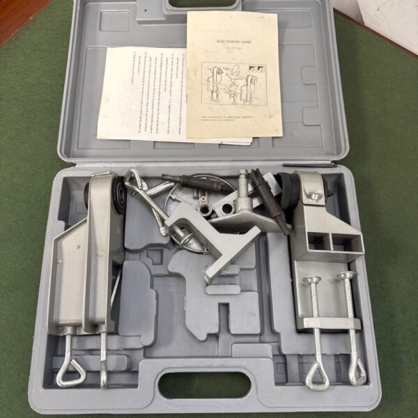 Vintage wood turning lathe attachment set with drill.