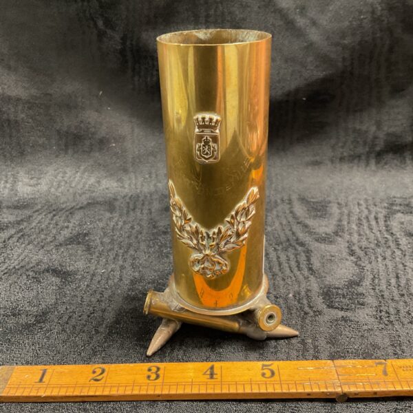 Antique WW1 trench art vase with bullet base.