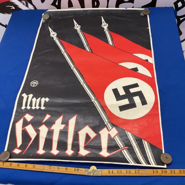 Original WWII German propaganda poster with "Fur Hitler" slogan.