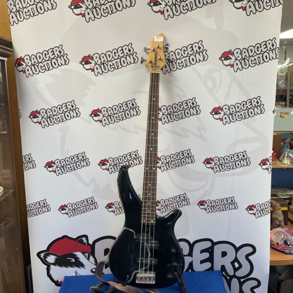 Black Yamaha BB series bass guitar, vintage musical instrument.