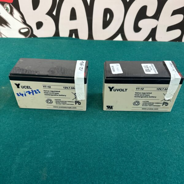 YuCel and YuVolt Y7-12 batteries in original packaging.