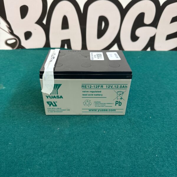 Yuasa RE12-12FR 12V sealed lead acid battery for power backup.
