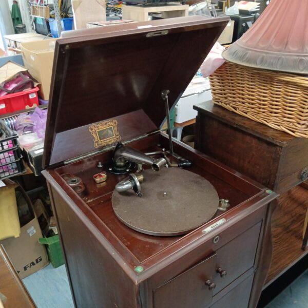Vintage grammer phone, vinyl/record cabinet
