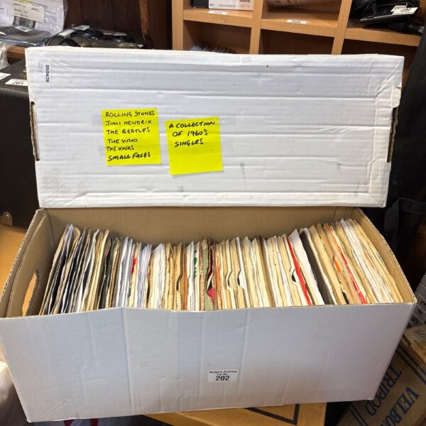 Large collection of 1960s vinyl singles from iconic bands and artists.