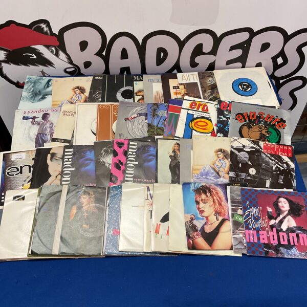 Collection of 1980s vinyl singles including Madonna, Erasure and Spandau Ballet.