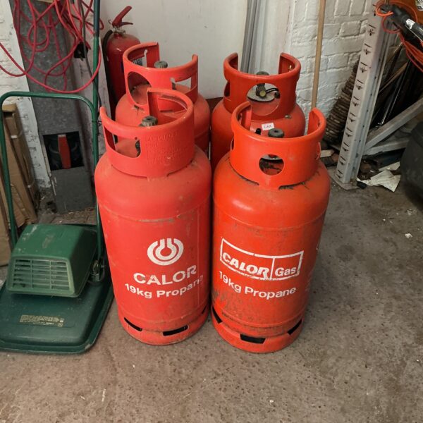 Four empty 19kg Calor Gas bottles for sale.