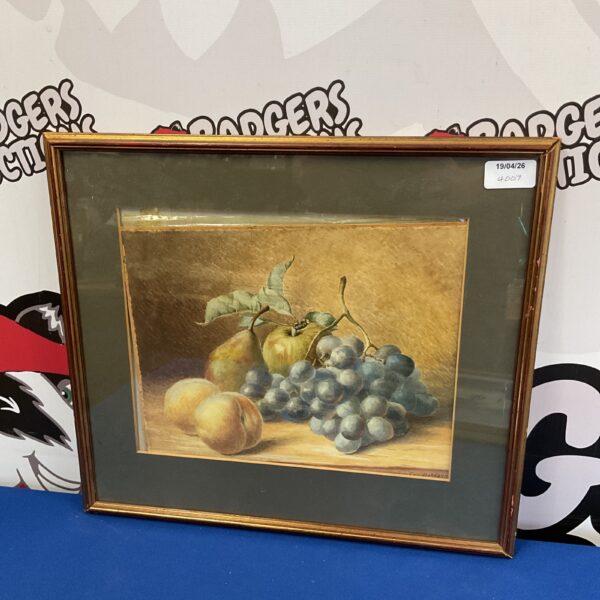 Antique 19th-century still life watercolour painting of fruit by E D W Barnard.