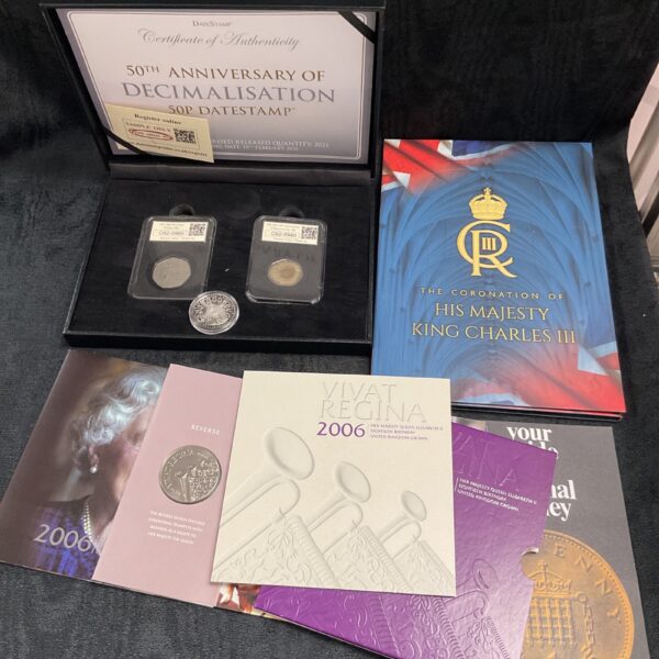 50p decimalisation coin set in presentation case with documentation.